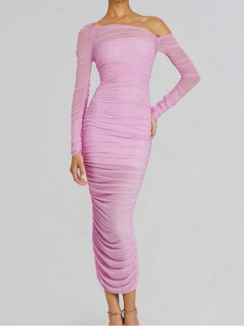 SER.O.YA Pink Long-Sleeve Ruched Bodycon Dress